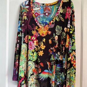 Johnny Was Floral Multicolor V-Neck Women's Top